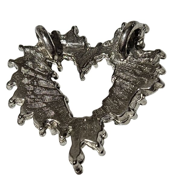 Vintage Heart Shaped Rhinestone Pendant Silver Tone Fashion DIY Jewelry Love - Picture 2 of 4